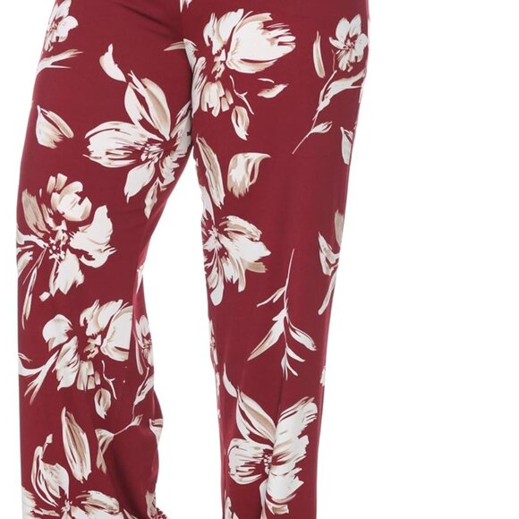 Pants - Women's Floral High Waist Wide Leg Palazzo Pants - Perfect for Casual Elegance